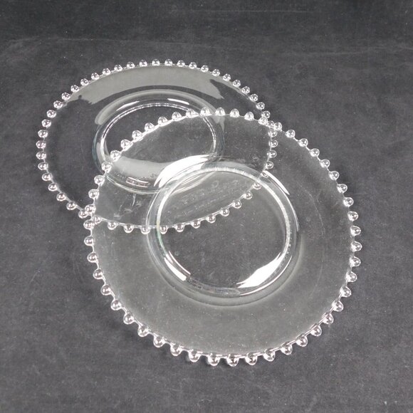 Lot Of 2 Imperial Candlewick Clear Glass Salad Plate 8 1/8" Round Bead Vintage - Picture 1 of 7